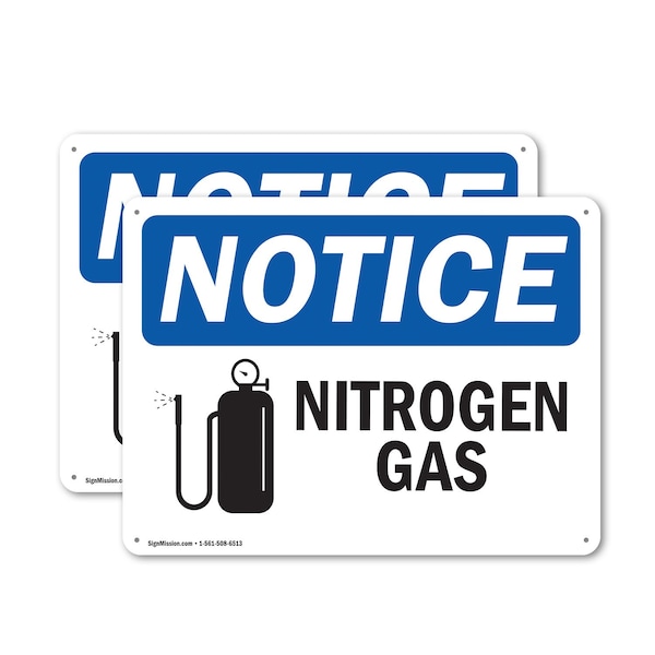 Signmission Nitrogen Gas OSHA Notice Sign, Plastic, 14in W x 10in L, 2PK OS-2PACK-NS-P-1014-L-14338 - main